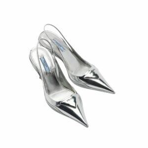 Prada Brushed Slingback Pumps Silver For Women PRD 1I565M_055_F0118_F_B090