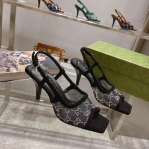 Gucci Women's GG Slingback Mid-Heel Pump Black For Women GG