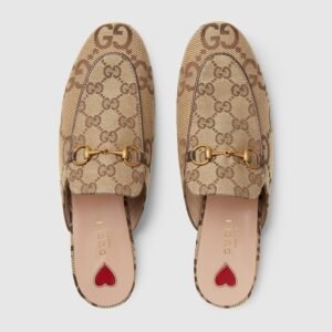 Gucci Women's Jumbo GG Princetown Slipper By Canavas Brown For Women GG 475094 UKO60 2588