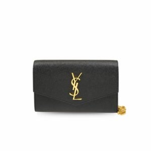 Saint Laurent Uptown Chain Wallet Black For Women 7.4in/19cm YSL 6077881GF0J1000