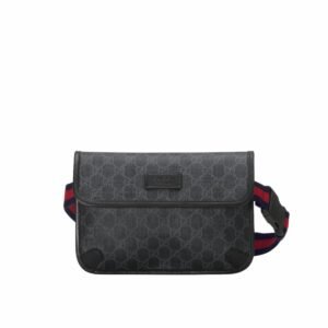 Gucci GG Black Belt Bag Black/Grey GG Supreme Canvas With Black For Men 9in/24cm GG ‎598113 K5RLN 1095