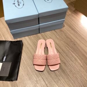 Prada Quilted Nappa Sabots Pink For Women 0.4in/10mm PRD 