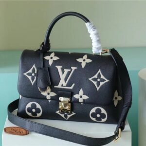 Louis Vuitton Madeleine MM Monogram Empreinte Black / Beige For Women, Women's Handbags, Shoulder and Crossbody Bags 11.8in/30cm LV 