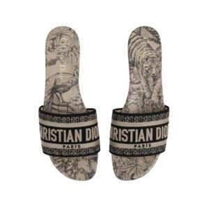 Dior Dway Slide Beige and Black Cotton For Women KCQ209VOY_S37U