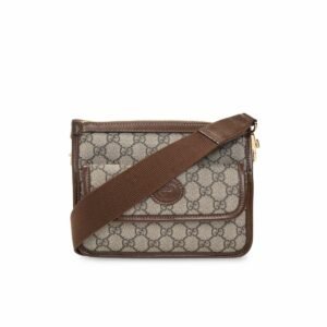 Gucci Messenger Bag With Interlocking G Beige And Ebony GG Supreme Canvas And Brown For Men 8in/21cm GG 674164 92THG