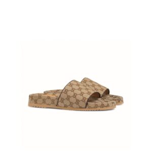 Gucci Men's Beige & Brown-GG Slide Sandals For Men 624695 H6320 9763