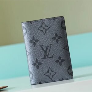 Louis Vuitton Pocket Organizer Monogram Flowers Gray For Men 4.3in/11cm