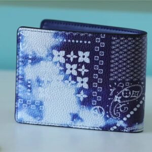 Louis Vuitton Slender Wallet Monogram Flowers Blue For Men 4.3in/11cm M81404