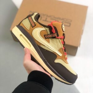 Nike Air Max 1 Travis Scott Cactus Jack Baroque Brown Sneaker For Men, Men's Shoes