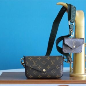 Louis Vuitton Felicie Strap & Go Monogram Canvas Khaki Green For Women, Women's Wallets 6.7in/17cm LV M80091