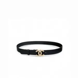 Chanel Black Belt with Double C Buckle and Gold-Toned Hardware for Women