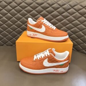 Louis Vuitton x Nike "Air Force 1" By Virgil Abloh in Orange and White Sneaker For Men, Men's Shoes