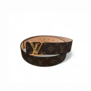 Louis Vuitton Initiales LV Belt in Monogram Canvas with Gold-Toned Hardware for Women