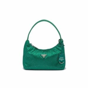 Prada Satin Mini-Bag With Crystals In Green For Women 8.6in/ 22cm 1BC515_2AWL_F0458_V_OOO