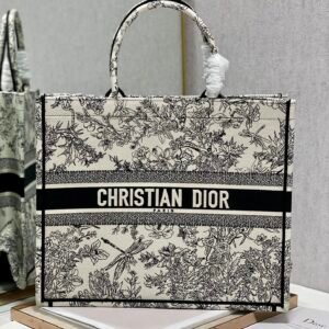 Christian Dior Large Dior Book Tote de Jouy Flowers Embroidery, Black/Beige, For Women Women’s Handbags, Shoulder Bags, 42cm CD M1286ZTQW_M808