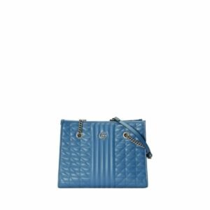 Gucci Marmont Small Matelasse Tote Blue For Women, Women’s Bags 26.5 in/10.4cm GG ‎‎675796 UM8BF 4340
