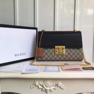 Gucci Padlock Medium GG Shoulder Bag Beige/Ebony Supreme Canvas For Women, Women's Handbags, Crossbody Bags 12in/30cm GG 409486