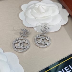Chanel Circle Earrings Silver For Women