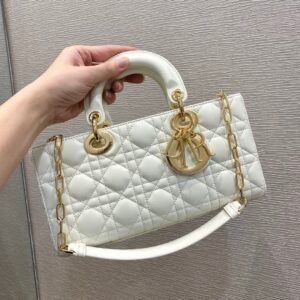 Christian Dior Lady D-Joy Bag, White, For Women Women's Handbags, 26cm CD