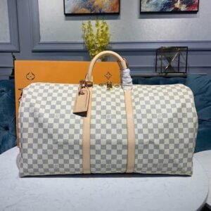 Louis Vuitton Keepall Bandouliere 55 Damier Azur Canvas For Women, Women's Handbags, Travel Bags 21.7in/55cm LV N41429