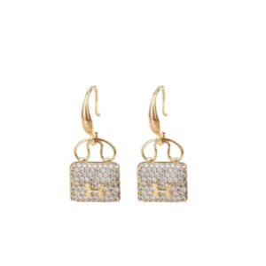 Hermes Amulettes Constance Earrings Gold Tone For Women