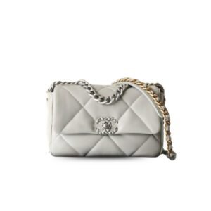 Chanel 19 Handbag 26cm Grey For Women AS1160