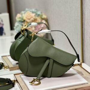 Christian Dior Saddle Bag With Strap Green For Women 10in/25.5cm