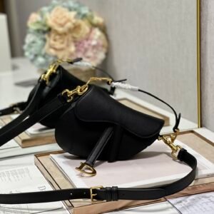 Christian Dior Mini Saddle Bag With Strap Black For Women 7.5in/19cm M0456CBAA_M900