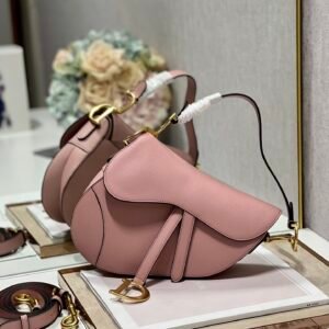 Christian Dior Saddle Bag With Strap Pink For Women 10in/25.5cm