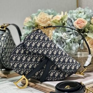 Dior Saddle Bag With Strap Blue Oblique Jacquard For Women 10in/25.5cm M0455CTZQ_M928
