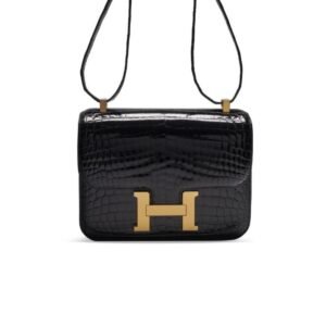 Hermes Constance 23 Pattern Crocodile Black For Women, Women's Handbags, Shoulder Bag 9in/23cm