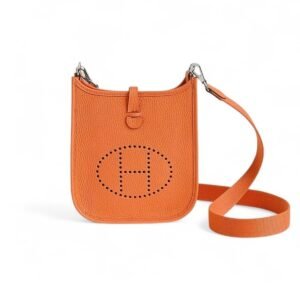 Hermes Evelyne 16 Amazone Bag Orange With Silver-Toned Hardware For Women, Women's Shoulder And Crossbody Bags 6.3in/16cm