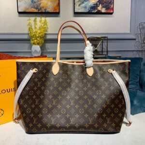 Louis Vuitton Neverfull GM Tote Bag Monogram Canvas Red For Women, 15.7in/40cm LV M41181