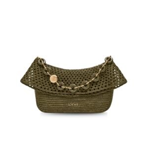 Loewe Medium Ola Bag In Raffia Dark Khaki For Women 18cm/7.1in – AP22P22X02