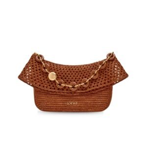 Loewe Medium Ola Bag In Raffia Honey Gold For Women 18cm/7.1in – AP22P22X02
