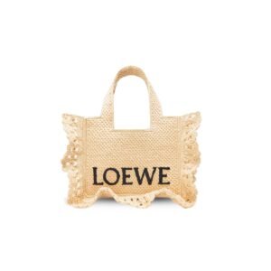 Loewe Small Font Tote Raffia Natural For Women 19.5cm/7.7in – ALF1B59X25