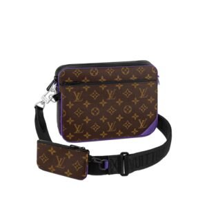 Louis Vuitton Trio Messenger Monogram Macassar Canvas By Virgil Abloh’s Purple For Men, Men’s Bags, Shoulder And Crossbody Bags 9.5in/25cm LV M46266