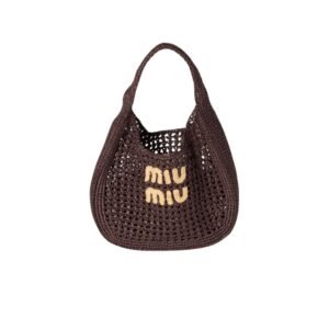 Miu Miu Raffia-Effect Woven Hobo Bag Brown For Women 30cm/12in – 5BC164_ADO1_F0966_V_OOO