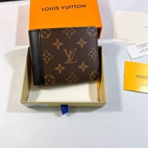 Louis Vuitton Multiple Wallet Monogram Macassar Black For Men, Men’s Wallet 12cm LV M69408