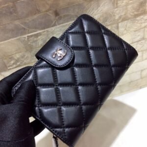 Chanel CC Lambskin Wallet Black For Women 5.9 in / 15 cm