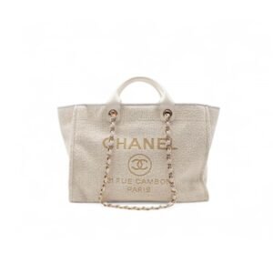 Chanel Deauville Tote Bag in Tweed Canvas, Beige/Cream/Gold/Multi, from the Fall/Winter Collection for Women, 15in/38cm