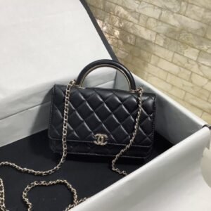 Chanel Hand-Held Oblique Cross Bag Black For Women, Women’s Bags 6.7in/19cm