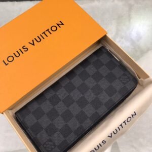 Louis Vuitton Zippy Wallet Vertical Damier Graphite Canvas For Men, Men’s Wallet 7.9in/20cm LV N63095