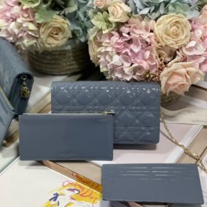 Christian Dior Lady Dior Pouch Smoky blue, For Women, Women’s Handbags 8.5in/21.5cm CD