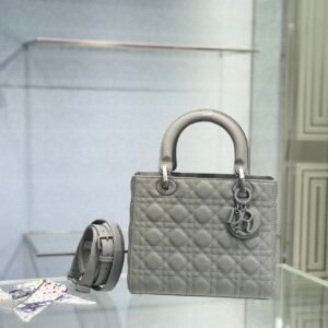Christian Dior Medium Lady Dior Bag Grey For Women 9.5in/24cm
