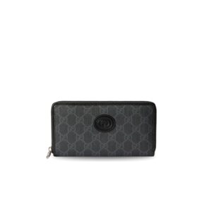 Gucci Ophidia GG Zip Around Wallet With Interlocking G Black For Men 8in/19cm GG