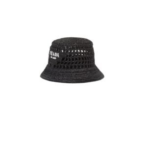 Prada Woven Fabric Bucket Hat Black For Women 1HC137_2A2T_F0002