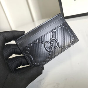 Gucci GG Embossed Card Case Black For Men 4in/10cm GG 625564 1W3AN 1000