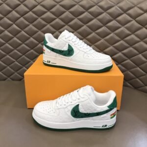 Louis Vuitton And Nike “Air Force 1” By Virgil Abloh White-Green For Men, Men’s Shoes