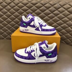 Louis Vuitton And Nike “Air Force 1” By Virgil Abloh White/Purple For Men, Men’s Shoes